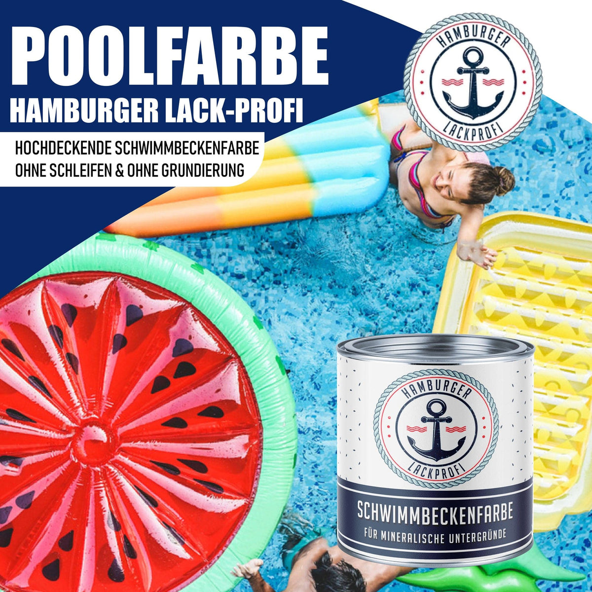Poolmaling i Smaragdgrøn RAL 6001 til svømmebassin med malersæt (X300) - Hamburger Lack-Profi, Billede 3
