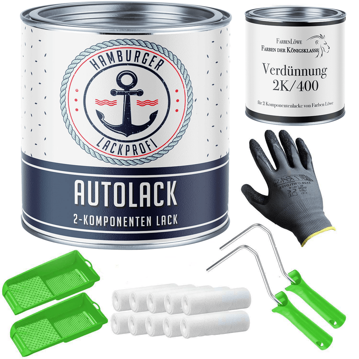 2K Autolak i Hindbærrød RAL 3027 med malersæt (X300) - Hamburger Lack-Profi