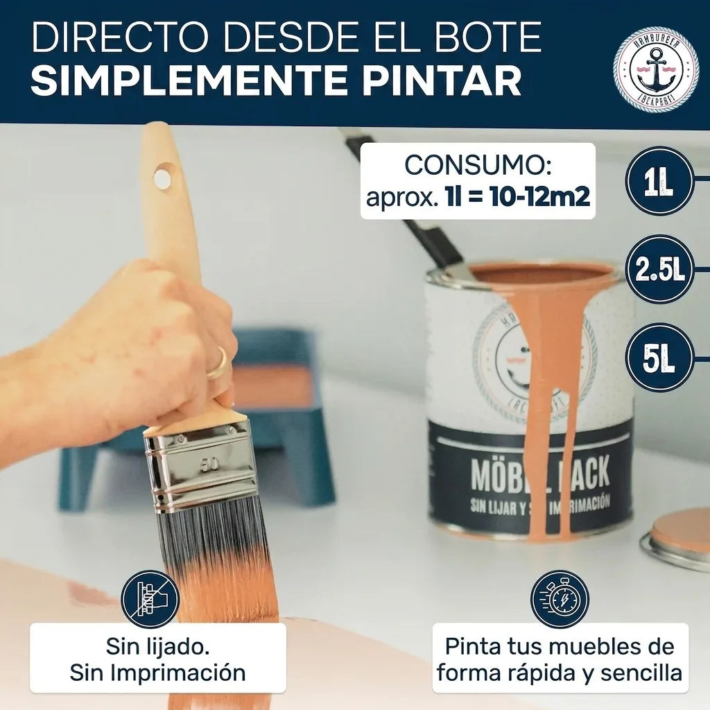 Møbelmaling uden slibning RAL 8008 Olivenbrun - Møbellak Hamburger Lack-Profi