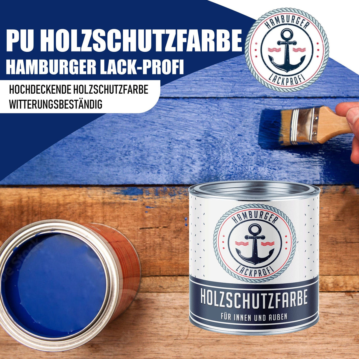 PU Træbeskyttelsesmaling RAL 7022 Umbragrå - Vejrbestandig maling med malersæt (X500) - Hamburger Lack-Profi, Billede 2