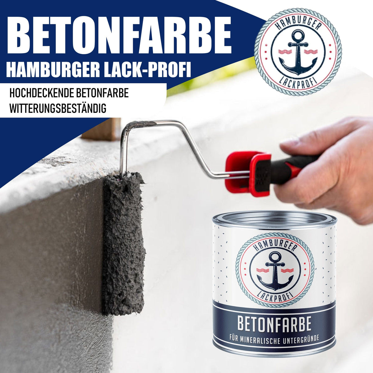 Betonmaling Grønbrun RAL 8000 med malersæt (X500) - Hamburger Lack-Profi, Billede 2