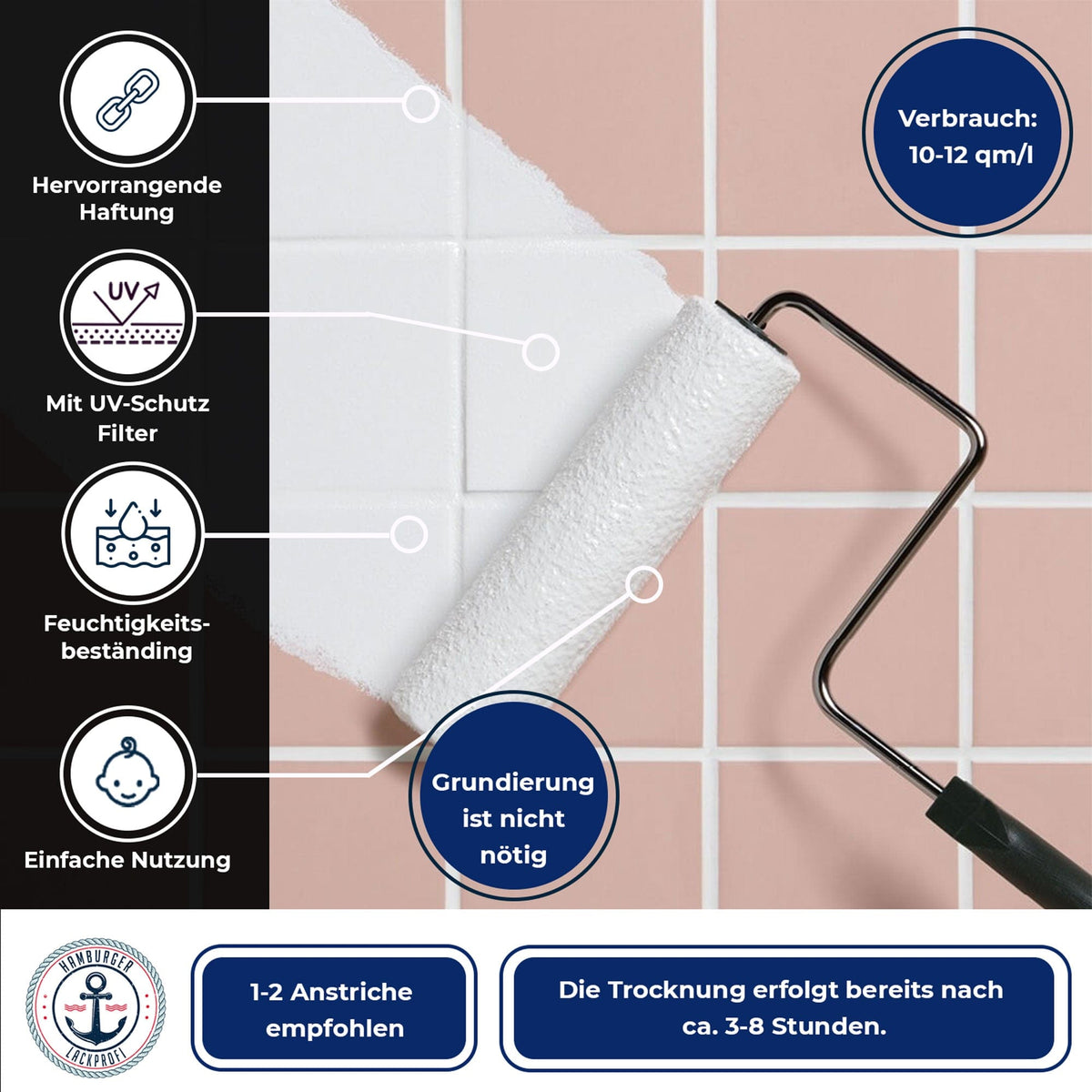 Flisemaling - Fliselak med malersæt (X500) - Hamburger Lack-Profi