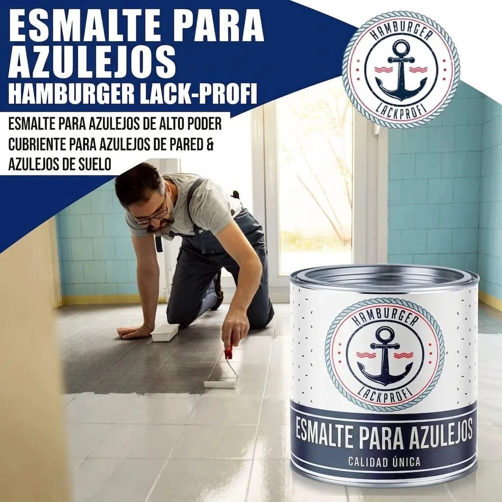 Flisemaling i Turkisgrøn RAL 6016 med malersæt (X300) & fortynder (1 L) - Spartilbud -30 % - Hamburger Lack-Profi