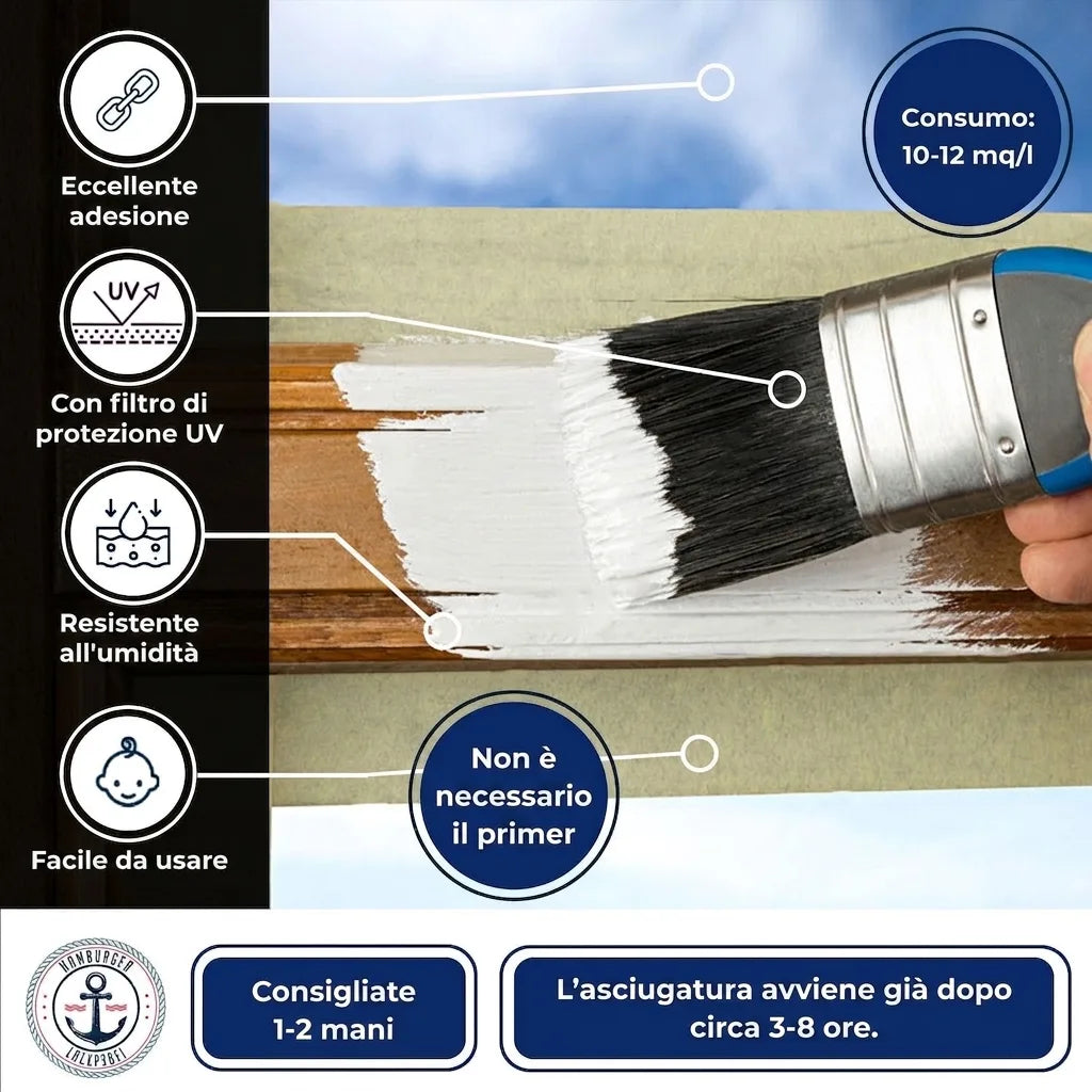 PU træbeskyttelsesmaling RAL 5015 Himmelblå - Vejrbestandig maling - Hamburger Lack-Profi