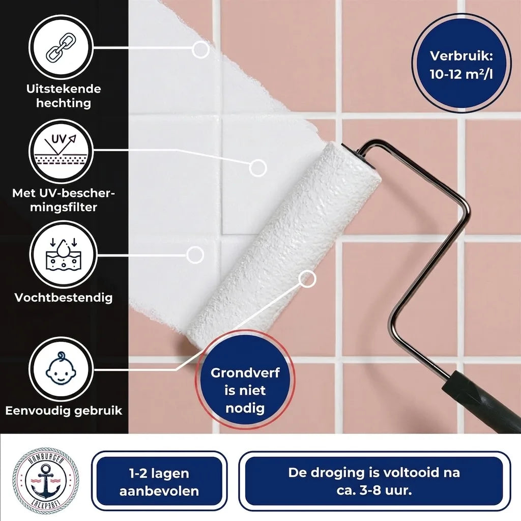 Hamburger Lack-Profi Fliesenlack Elfenbein RAL 1014 - hochdeckende Fliesenfarbe Gelb - Hamburger Lack-Profi