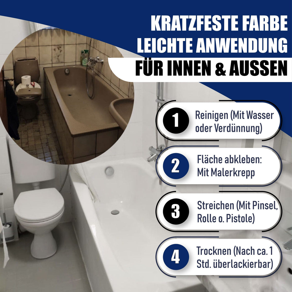 2K Badekarlak Blålilla RAL 4005 med malersæt (X300) - Blank / Silkemat / Mat - Hamburger Lack-Profi, Billede 3