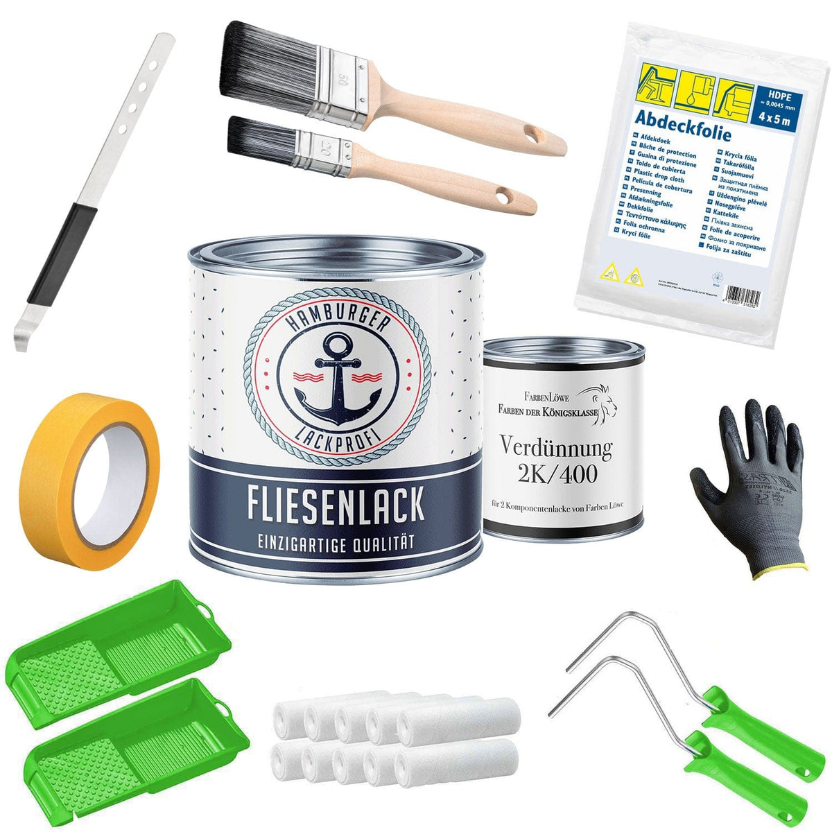 Flisemaling i Sortbrun RAL 8022 - Fliselak med malersæt (X500) - Hamburger Lack-Profi