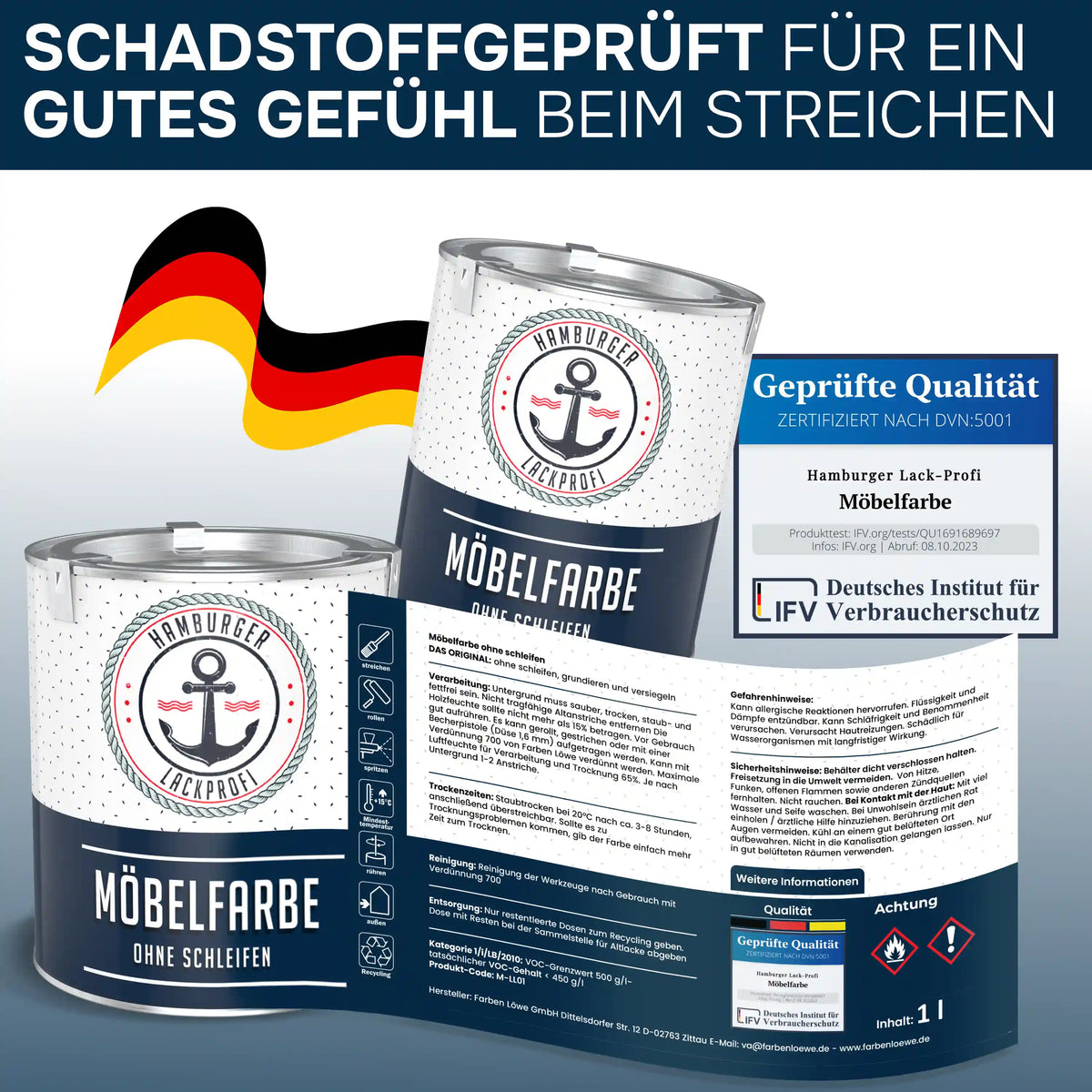 Möbelfarbe ohne Schleifen RAL 6020 Chromoxidgrün - Möbellack Hamburger Lack-Profi - Hamburger Lack-Profi