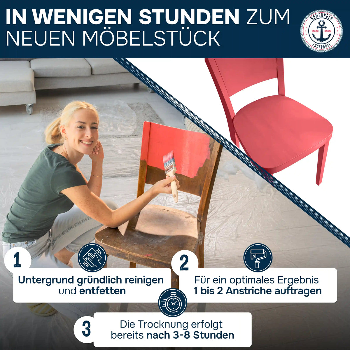 Möbelfarbe ohne Schleifen RAL 6021 Blassgrün - Möbellack Hamburger Lack-Profi - Hamburger Lack-Profi