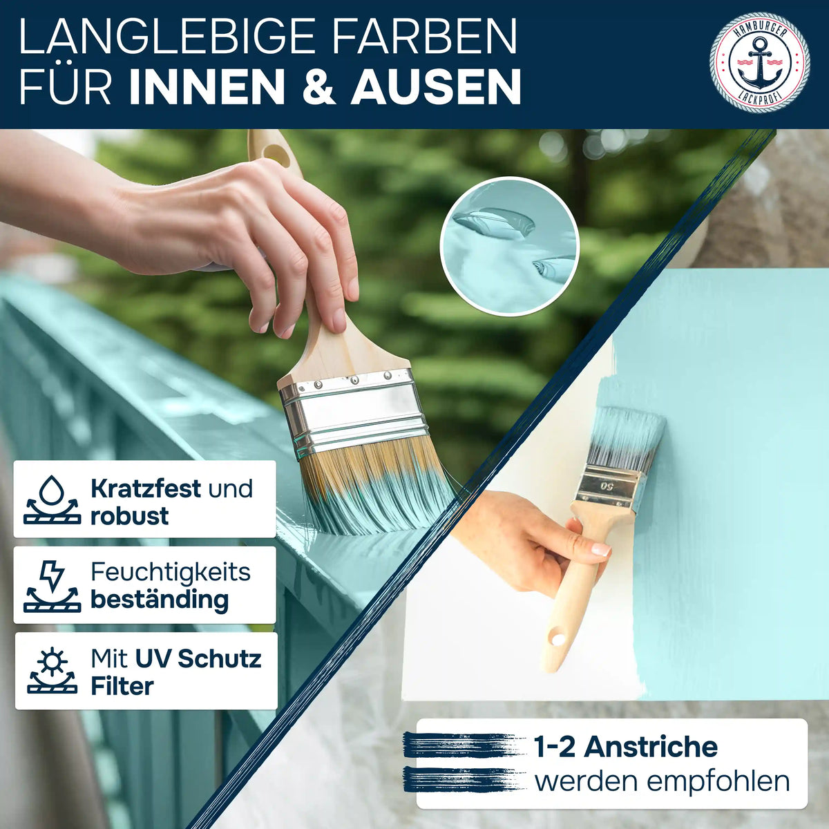 Møbelmaling uden slibning RAL 6006 Gråoliven - Møbellak med malersæt (X300) - Hamburger Lack-Profi