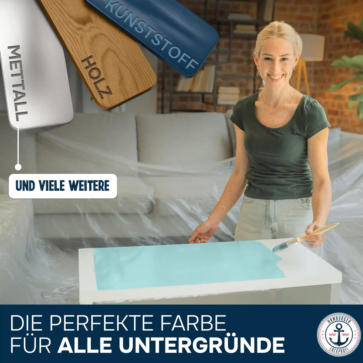 Møbelmaling uden slibning RAL 3012 Beigerød - Møbellak med malersæt (X500) - Hamburger Lack-Profi, Billede 3