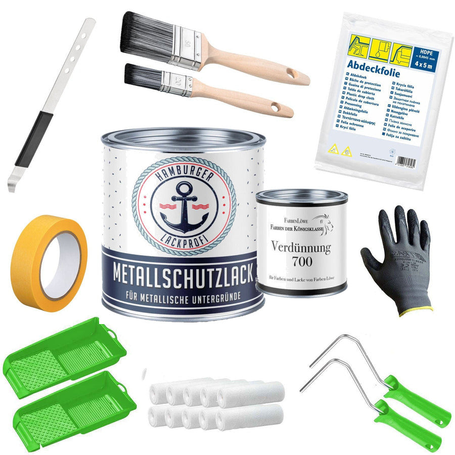 Metalbeskyttelseslak i Mosgrøn RAL 6005 med malersæt (X500) - Hamburger Lack-Profi