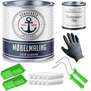 Møbelmaling uden slibning RAL 9011 Grafitsort - Møbellak med malersæt (X300) - Hamburger Lack-Profi